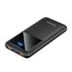 Vention FHKB0 10000mAh premium high capacity slim portable fast charging power bank in black with 22.5w super fast usb-a outputs pd 20w type-c bidirectional interface non slip matte textured finish shell and shiny led digital status indicator window view]
