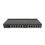 MikroTik RB4011iGS+RM 10xGigabit Ethernet Rackmount Router Price in BD - Black metal rackmount router showing 10 gigabit ports and SFP+ cage