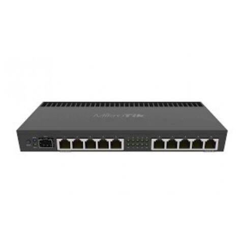 MikroTik RB4011iGS+RM 10xGigabit Ethernet Rackmount Router Price in BD - Black metal rackmount router showing 10 gigabit ports and SFP+ cage