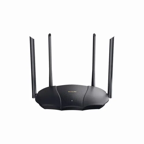 rx9-pro-01-500x500 Black Tenda RX9 Pro AX3000 Dual Band Gigabit Wi-Fi 6 Router unit displaying its sleek chassis design front LED status indicator light four tall adjustable 6dBi external antennas and rear Gigabit connection ports layout