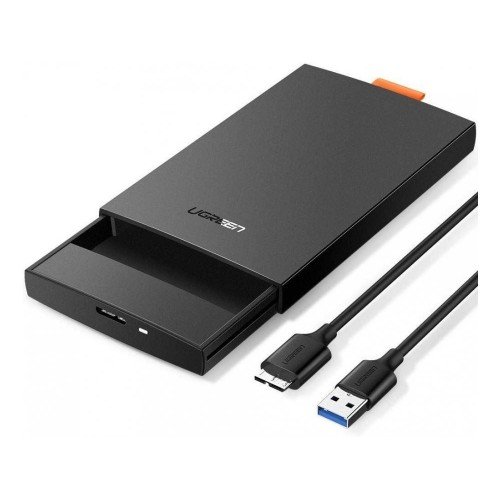 UGREEN 60353 USB 3.0 2.5-inch SATA hard drive enclosure, portable external HDD/SSD case with shockproof foam padding