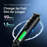 oraimo SmartTrimmer Cordless Powerful Electric Trimmer in sleek matte black showing its modern textured ergonomic handle grip and stainless steel blade head assembly