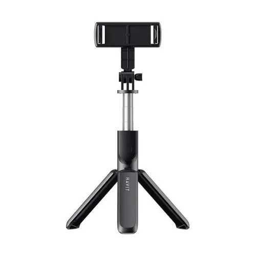 Havit ST7033 Bluetooth Selfie Stick Tripod Price in BD - Front view of sleek black Havit ST7033 Bluetooth selfie stick tripod with remote shutter