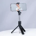 Havit ST7033 Bluetooth Selfie Stick Tripod Price in BD - Front view of sleek black Havit ST7033 Bluetooth selfie stick tripod with remote shutter