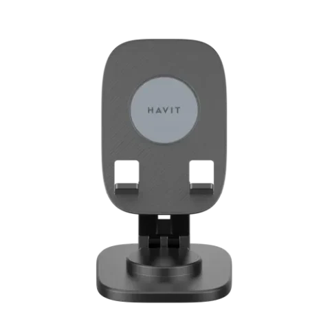 Havit ST7164 Phone Holder Price in BD - Front view of sleek black Havit ST7164 foldable desktop phone holder
