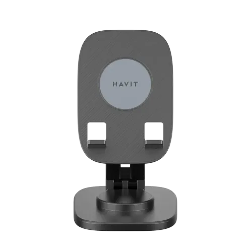 Havit ST7164 Phone Holder Price in BD - Front view of sleek black Havit ST7164 foldable desktop phone holder