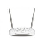 TP-Link TD-W8961ND 300Mbps Wireless N ADSL2+ Modem Router in white design featuring detachable antennas, telephone port, and ethernet ports