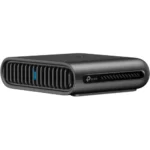 TP-Link TL-WR1502X AX1500 Dual-Band Wi-Fi Travel Router Price in BD - Front view of pocket-sized white travel router with Ethernet and USB ports