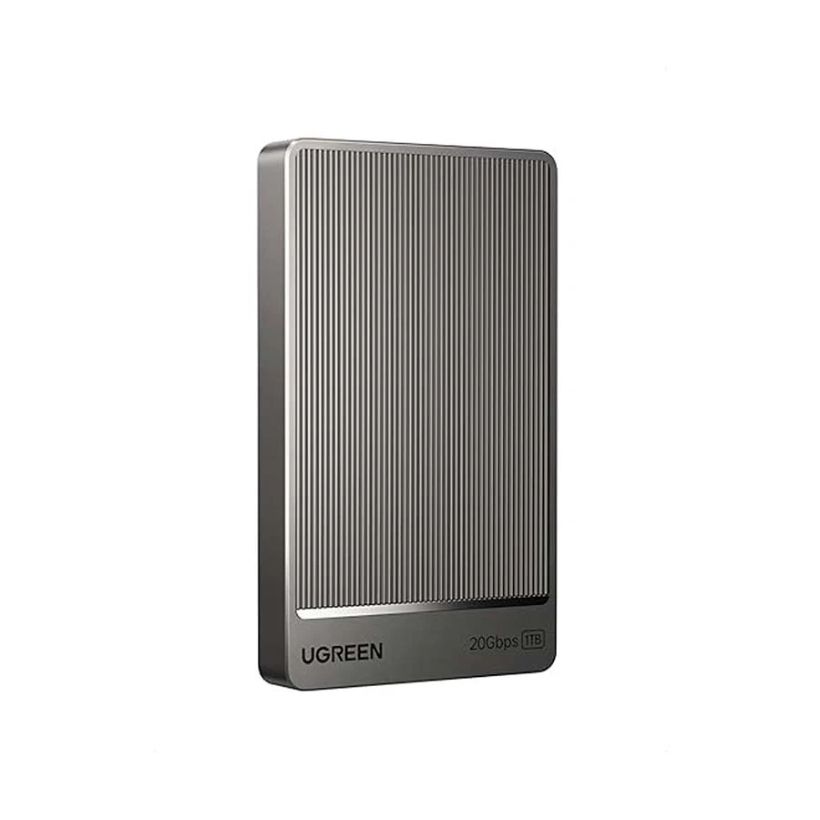UGREEN 35270 CM766 20Gbps portable NVMe SSD in aluminum alloy housing, showcasing fast data transfer speeds for professional use