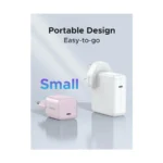 UGREEN X512 55556 20W USB-C GaN Fast Charger EU compact wall adapter showing its single Type-C interface port, standard European round two pin plug configuration, and premium fireproof finish layout on a clean white background