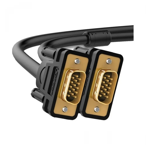 vg101-01-500x500 UGREEN 10221 2m DisplayPort Male to DVI-D (24+1) Male Cable in Black featuring gold-plated connectors, a mechanical release button on the DP plug, and manual locking thumbscrews on the DVI head