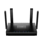 Cudy WR3000 AX3000 Gigabit Dual Band Smart Wi-Fi 6 Router showing matte black body with four tall external antennas and rear gigabit ports