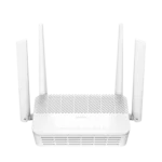 Cudy WR3000S AX3000 Dual Band Gigabit Wi-Fi 6 Mesh Router showing sleek white body with four antennas and rear gigabit ports