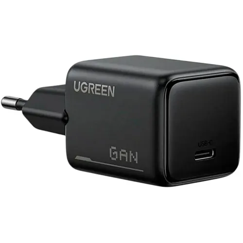 UGREEN 25874 Nexode Pro 100W GaN Fast Charger Set EU with dark gray 3-port wall block and black Type-C cable on a clean white background