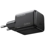 UGREEN 75103 25W USB-C GaN Fast Charger Set EU showing its compact matte gray casing layout, single USB-C port interface, molded European standard round prongs, and the included premium black Type-C to Type-C fast charging cable on a clean white background