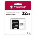 Transcend 32GB Micro SD UHS-I U1-Class-10-Memory Card with Adapter TS32GUSD300S-A