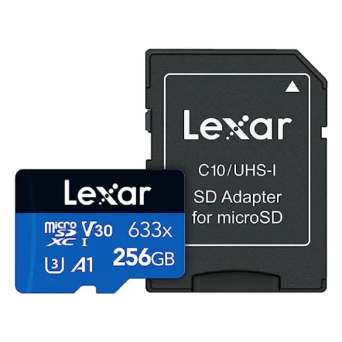 Lexar High-Performance 633x 256GB MicroSDXC UHS-I Memory Card with Adapter LSDMI256BB633A