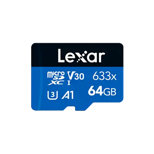Lexar High-Performance 633x 64GB MicroSDXC UHS-I Memory Card with Adapter LSDMI64GBB633A