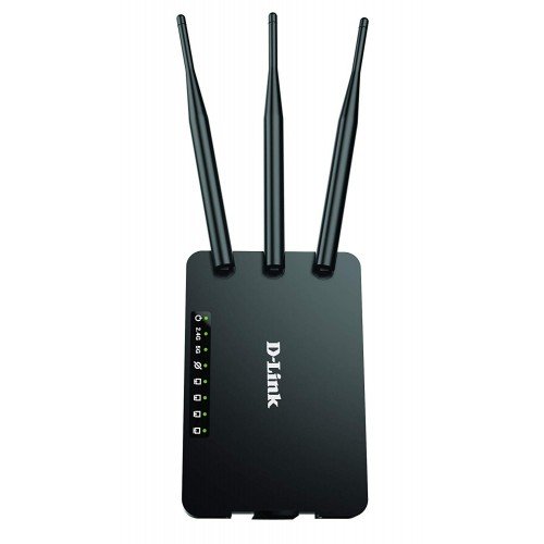 D-Link DIR-806IN AC750 Dual-Band WiFi Router Price in BD - Black D-Link DIR-806IN dual-band AC750 router with three external antennas.