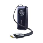 Baseus EnerCore CR11 20000mAh 67W Power Bank Price in BD - Black portable fast charger with built-in retractable Type-C cable and digital screen