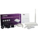 Netis DL4312 150 Mbps Wireless N ADSL+Modem Router Price in BD - Compact white ADSL modem router design with an external antenna.