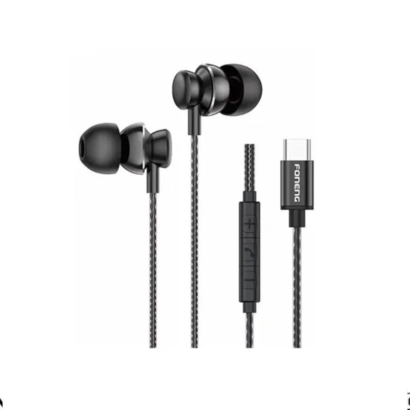 Foneng T67 Type-C In-Ear Heavy Bass Wired Earphone Black