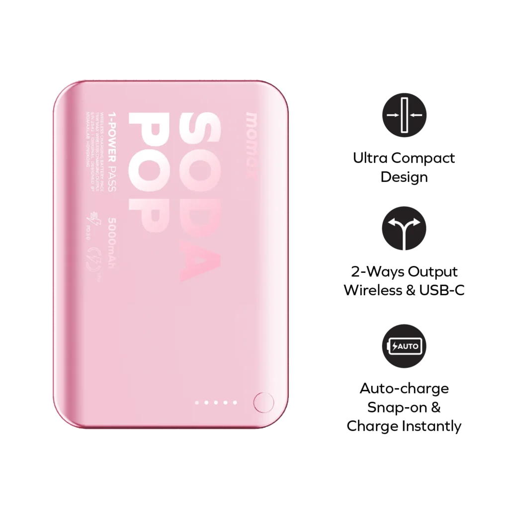 Momax 1 Power Pass Soda Pop Magnetic Wireless Power Bank Price in Bangladesh - Colorful MagSafe portable wireless charger