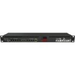 Mikrotik RB2011UiAS-RM Gigabit Ethernet Router Price in BD - Front view of Mikrotik RB2011UiAS-RM 1U rackmount router showing 10 Ethernet ports, SFP port, and LCD display.
