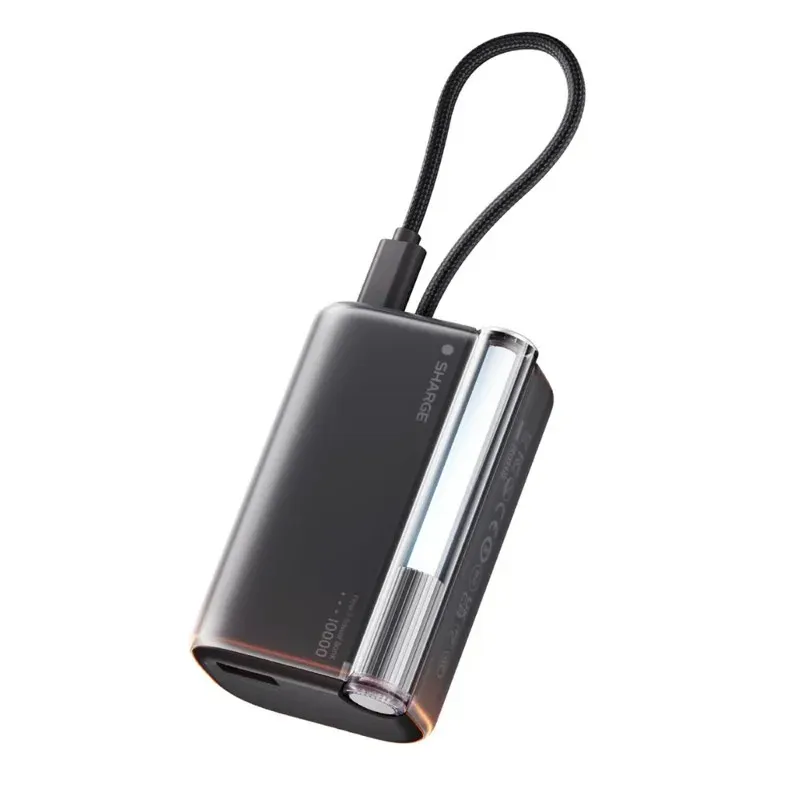 SHARGE Flow 3 10000mAh 45W Power Bank Price in Bangladesh - Transparent portable fast charger with built-in cable and digital display