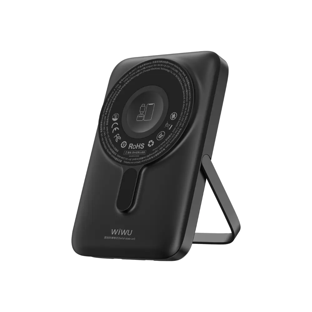WiWU Wi-P077 Pioneer 10000mAh Power Bank Price in Bangladesh - 5-in-1 magnetic wireless fast charger with Apple Watch pad and kickstand