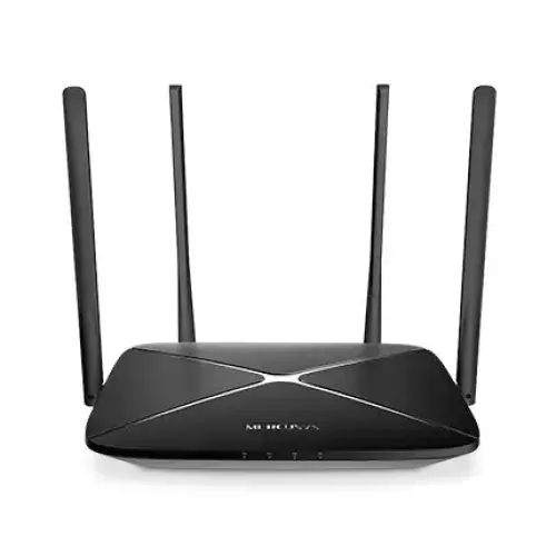 ac12g-ac1200-01-500x500 Mercusys AC12G AC1200 Dual Band Gigabit Router Price in BD - Sleek black 4-antenna gigabit router design.