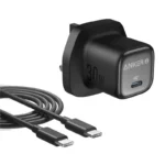 Anker Zolo 30W PD 3.0 Charger with C Cable 1M Black Price in BD - Compact black wall charger plug paired with a 1-meter Type-C cable