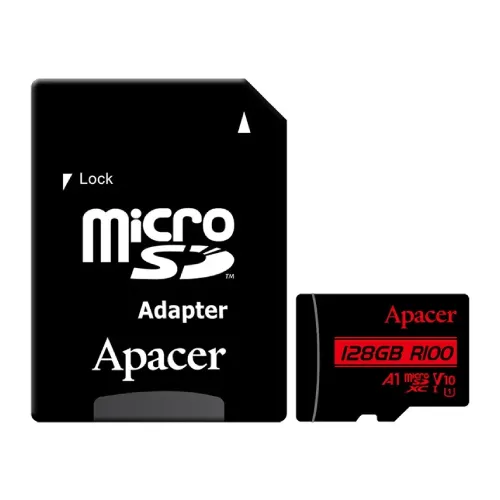 Apacer R100 MicroSDXC UHS-I U1 V10 128GB Class-10 Memory Card with Adapter AP128GMCSH10U6-R