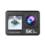 AUSEK AT-M60TR Combo 5K Waterproof Action Camera Price in BD - Black rugged action camera with dual screens, waterproof housing, and accessory bundle