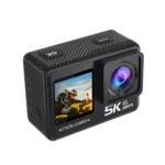 AUSEK AT-M60TR Combo 5K Waterproof Action Camera Price in BD - Black rugged action camera with dual screens, waterproof housing, and accessory bundle