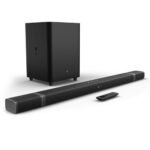 JBL Bar 5.1-Channel 4K Ultra HD Magnetic Soundbar with Wireless Subwoofer Price in BD - Premium black soundbar with detachable wireless satellite speakers and large subwoofer.