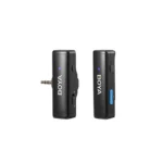 Boya BOYALINK A1 All-In-One Design Wireless Microphone System Price in BD - Black clip-on transmitter and modular receiver with multiple connectors.