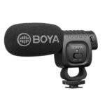 BOYA BY-BM3011 Compact Shotgun Microphone Price in BD - Black compact directional camera microphone with shock mount.