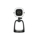 Boya BY-CM6B All-in-one USB Microphone With 4K Ultra Camera Price in BD - Black vertical desktop all-in-one webcam microphone with ring light.