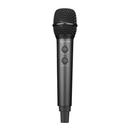 Boya BY-HM2 Handheld Digital Condenser Microphone Price in BD - Front view of Boya BY-HM2 handheld microphone with mini tripod and cables.