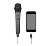 Boya BY-HM2 Handheld Digital Condenser Microphone Price in BD - Front view of Boya BY-HM2 handheld microphone with mini tripod and cables.