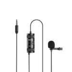 Boya BY-M1 Pro II 3.5mm Lavalier Microphone Price in BD - Front view of Boya BY-M1 Pro II 3.5mm lavalier clip-on mic with 6m cable and packaging box.