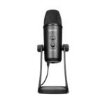 Boya BY-PM700 USB Condenser Triple-Capsule Microphone Price in BD - Front view of Boya BY-PM700 desktop microphone on metal stand.
