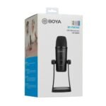 Boya BY-PM700 USB Condenser Triple-Capsule Microphone Price in BD - Front view of Boya BY-PM700 desktop microphone on metal stand.