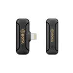 BOYA BY-WM3T2-D1 Mini 2.4GHz Wireless Microphone for iOS Device Price in BD - White clip-on wireless transmitter and Lightning receiver.