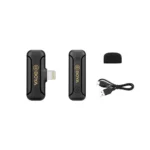 BOYA BY-WM3T2-D1 Mini 2.4GHz Wireless Microphone for iOS Device Price in BD - White clip-on wireless transmitter and Lightning receiver.