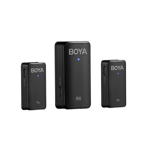 Boya BY-WMic5-M2 Ultracompact 2.4GHz Dual-Channel Wireless Microphone System Price in BD - Boya BY-WMic5-M2 transmitters, receiver, and windshield accessories.