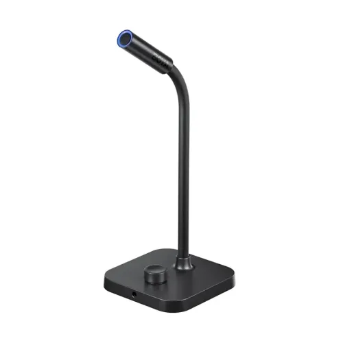 Boya CM30 Gooseneck Condenser Microphone Price in BD - Front view of Boya CM30 desktop gooseneck condenser microphone with foam windscreen.