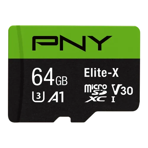 PNY Elite-X 64GB Class 10 U3 V30 microSDXC Memory Card