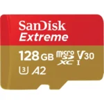 SanDisk Extreme 128GB 190MB/s microSDXC UHS-I Memory Card Price in BD - Gold and red micro SDXC card featuring 190MB/s transfer speed rating